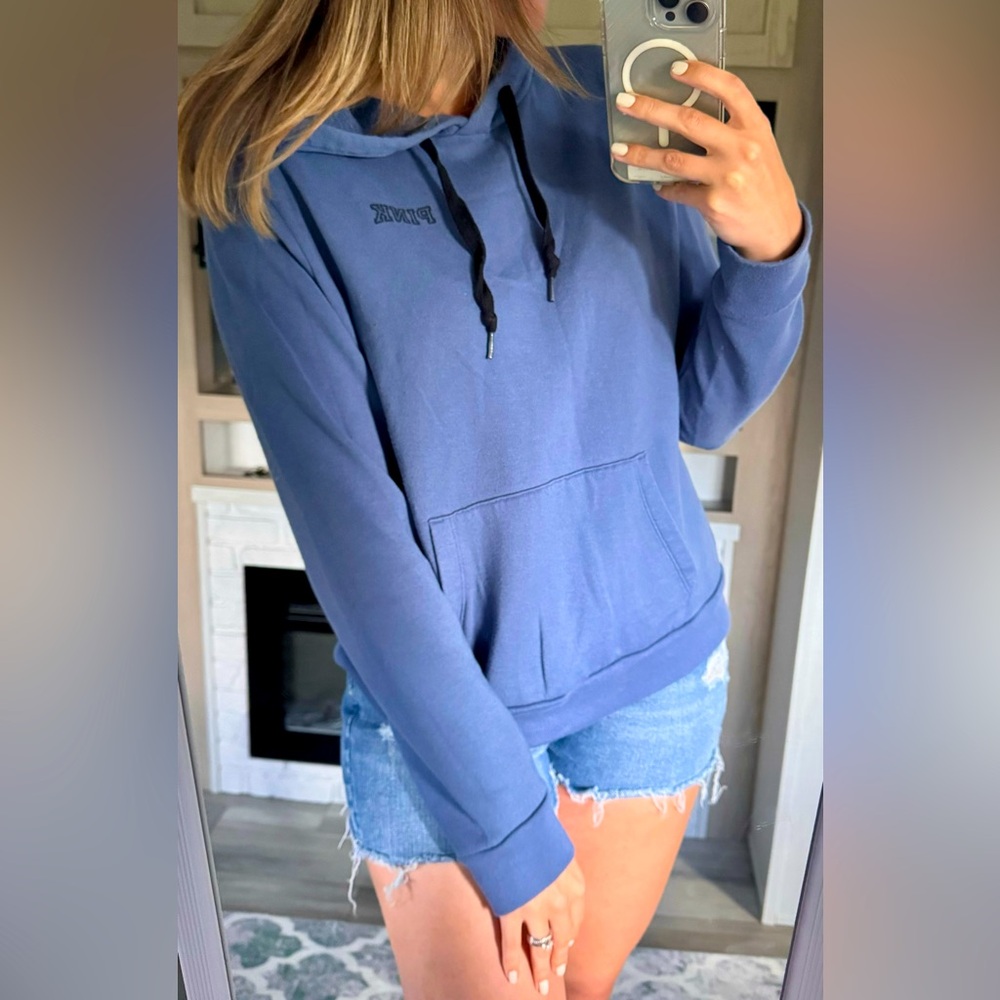 PINK VS | Blue Logo Hoodie | Size Large
